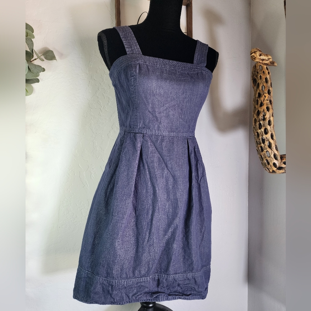 Ann Taylor LOFT Blue Denim Chambray Mini Dress Size 6